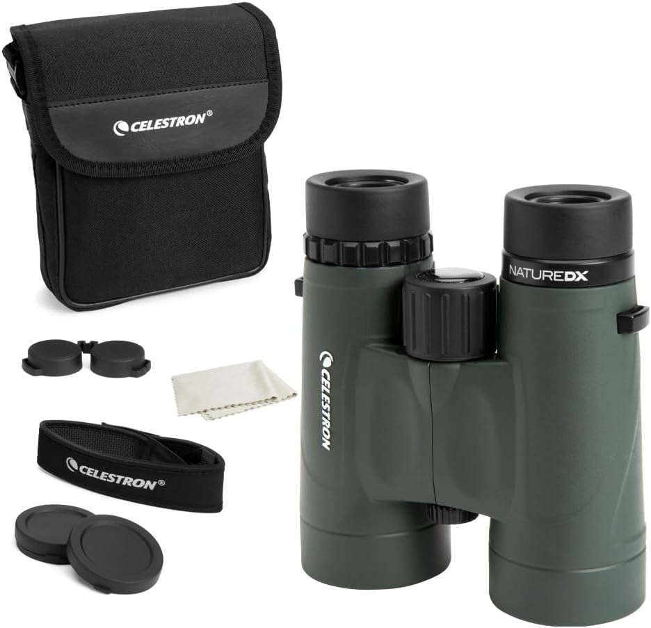 Celestron Nature DX 8x42 binoculars front view for birdwatching