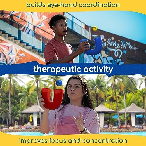 Adult player practicing hand eye coordination tricks with a skill toy