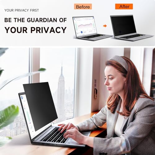 Mamol laptop privacy shield demonstrating side angle darkness