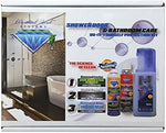Close-up of the USA imported Diamond Luster hard water stain remover bottle from the DSS bathroom care system.