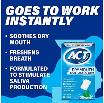Authentic USA imported ACT Dry Mouth Moisturizing Gum Soothing Mint