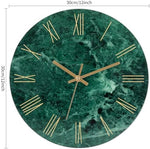 Lumuasky Tempered Glass Modern Wall Clock, Marble Design 12 Inch Silent Non-Ticking Quartz Battery Operated Decorative Round Easy to Read Clock for Home Decor (Emerald, Roman Numerals) - Image 4