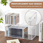 CroBlissful clear acrylic multi-functional shelf organizer for video games and media collections.