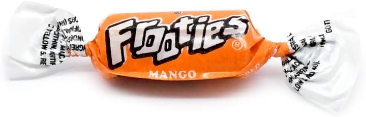 Tootsie Roll Mango Frooties bulk bag highlighting gluten free peanut free labels