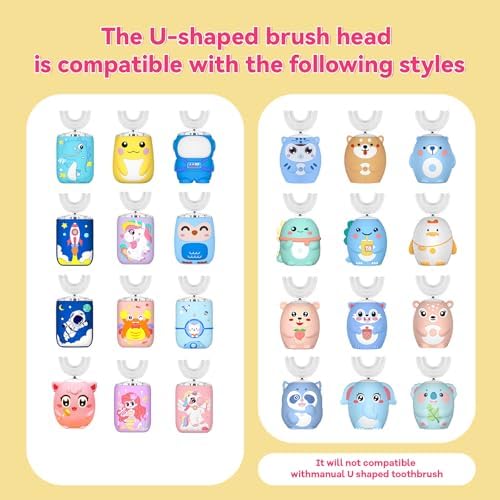 Side view of Pequano U-shaped brush head showing soft silicone bristles for ages 7 to 14