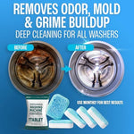 Eco-friendly washer cleaner tablets for front and top load machines.