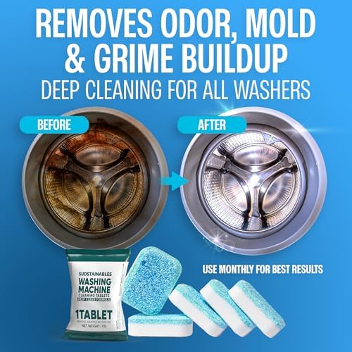 Eco-friendly washer cleaner tablets for front and top load machines.
