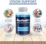 Macuhealth Plus+ bottle side view showing nutritional facts