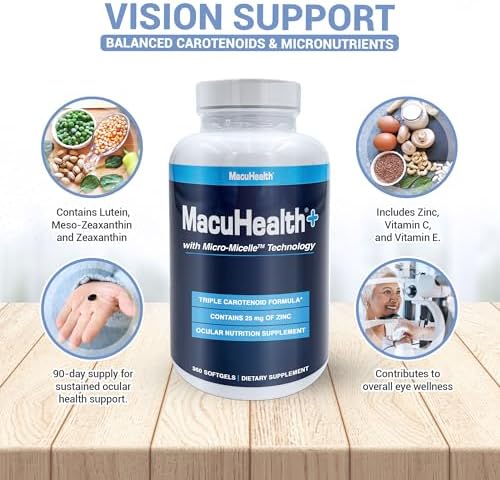 Macuhealth Plus+ bottle side view showing nutritional facts