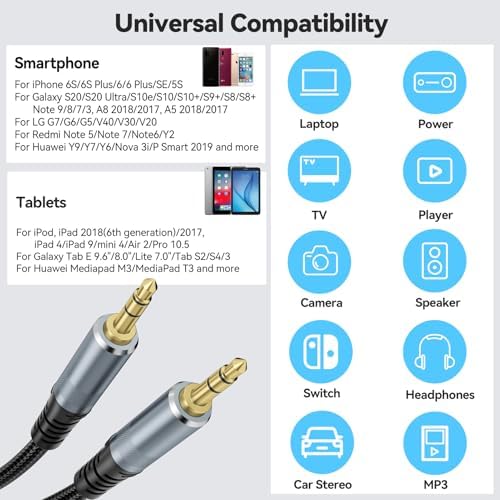 Clavoop 10ft aux cable tangle free design