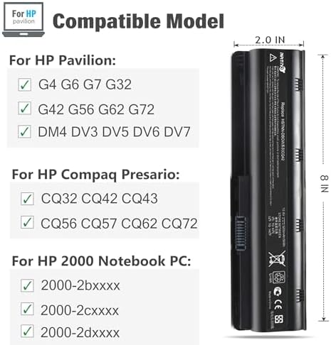 Side profile view of the 6 cell replacement notebook power unit highlighting the secure locking tabs