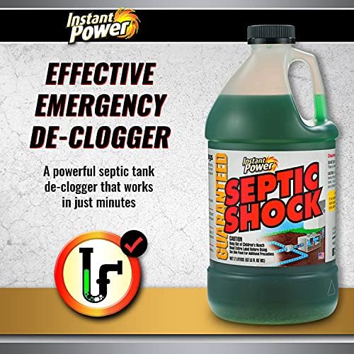 Instant Power Septic Shock liquid enzyme formula for emergency drain cleaning.