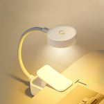 Glocusent clip on reading light front view with adjustable gooseneck