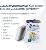 Nellie's Oxygen Brightener scoop measurement guide for machine washing and soaking