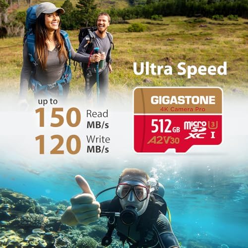Gigastone 512GB micro SDXC card inserted into the included standard SD adapter
