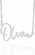 PicturesOnGold personalized name necklace front view with script pendant