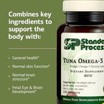 Authentic USA imported Standard Process Tuna Omega 3 Oil packaging graphics and safety seal