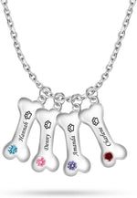 Custom Bone Necklace Engraved 1-5 Names Personalized Dog Pendant With Paw Print Birthstone for Dog Lovers - Image 9