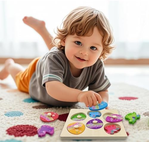 Colorful rainbow egg puzzle pieces organized for fine motor skill development.
