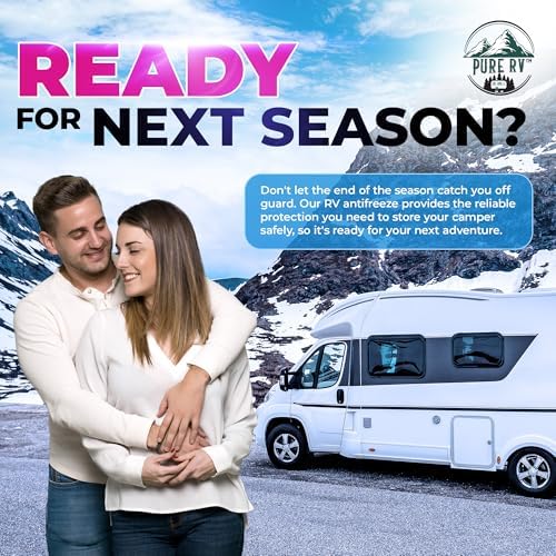 Pure RV non toxic minus fifty degrees burst protection winter fluid close up.