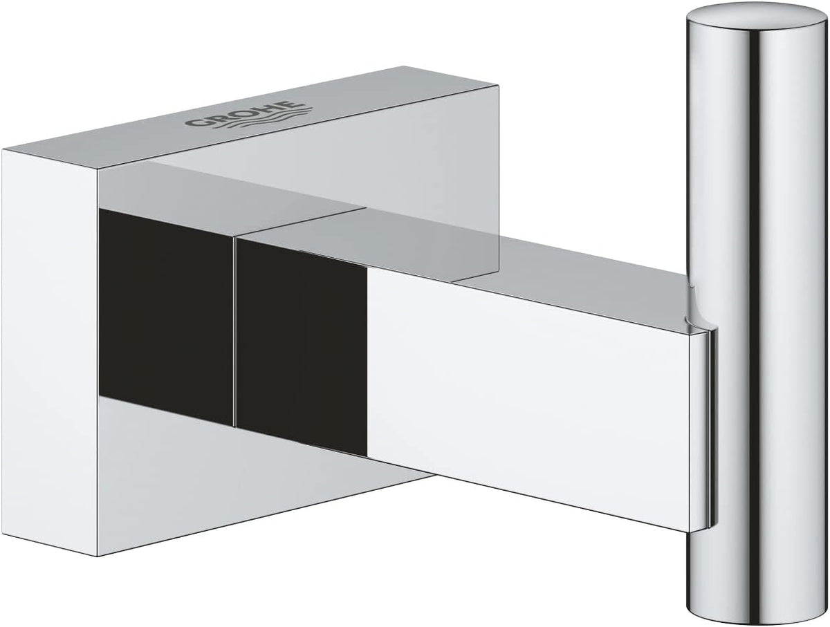 Grohe Essentials Cube Robe Hook front view Starlight Chrome