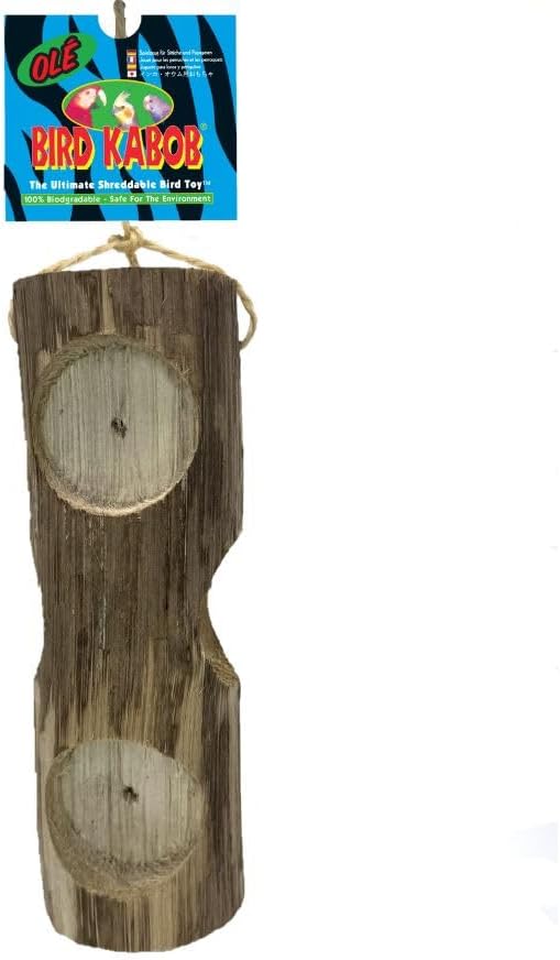 Wesco Pet Mini bird chew toy hanging in cage for small parrots.