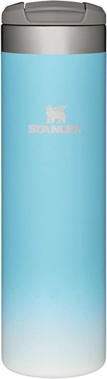 Back view of the Rose Quartz Stanley travel mug showing the durable premium finish.