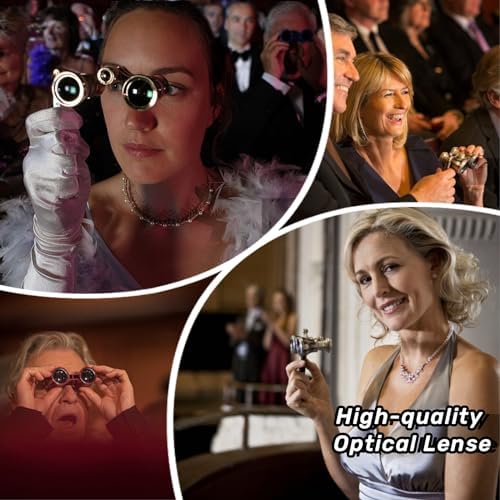 Elegant lorgnette theatre glasses side view highlighting the retro golden finish