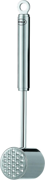 Rosle 18/10 stainless steel meat flattener ready for plating