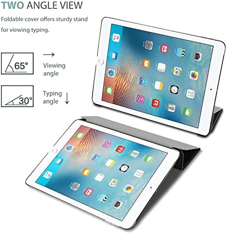 Black folio cover folded into an ergonomic typing stand angle on a flat surface
