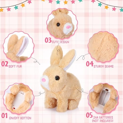 Halloscume seven inch plush electronic rabbit showing underbelly battery compartment placement