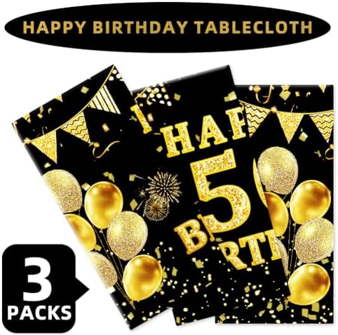 Labeol 50th birthday plastic tablecloths on party table