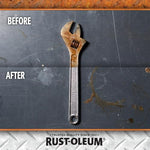 Clean metal surface with twelve month rust inhibitor protection after using Rust-Oleum spray gel