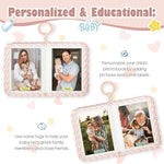 Lanpn infant keepsake photo album highlighting the name tag stickers and customizable cards.