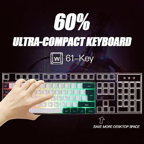 Side profile of Abucow 60 percent wired gaming keyboard