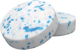 Ice Breakers Coolmint Sugar Free Breath Mints detailed view of the individual mint candies featuring visible blue flavor crystals.