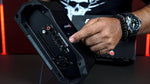Stetsom Bravo Full 1200 digital subwoofer amplifier top view emphasizing the sleek audio system chassis design.