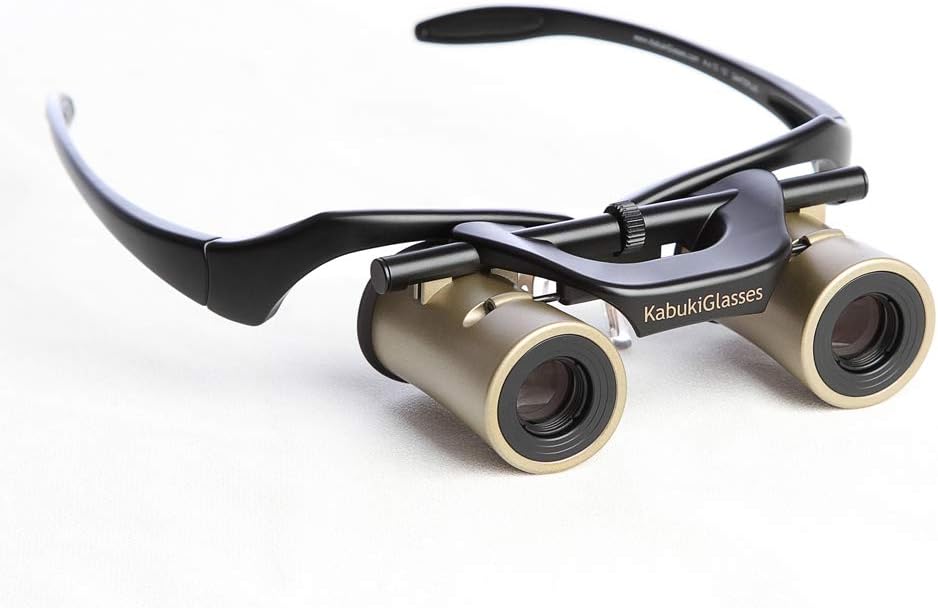 KabukiGlasses 4x13mm theater opera glasses front view in matte black showing the dual optical barrels.