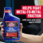 Authentic USA imported STP oil treatment bottle on display