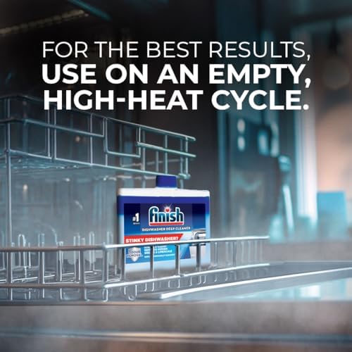 Back label of Finish dishwasher cleaner showing usage instructions and ingredients.