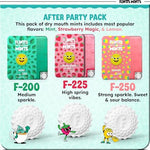 Flintts Mints After Party Pack back packaging details displaying ingredients and F Strength ratings.