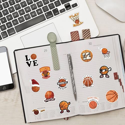 Collection of 120 assorted basketball stickers showing variety of patterns