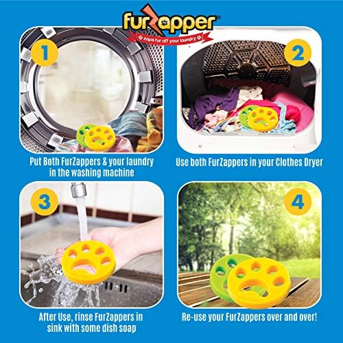 Authentic USA imported FURZAPPER packaging with two reusable laundry discs
