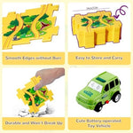 Set of twelve miniature dinosaur themed road signs and decorative stickers placed alongside the racing track.