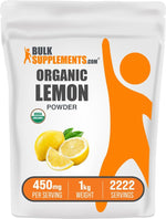 BulkSupplements Organic Lemon Powder sealed resealable stand up pouch back view