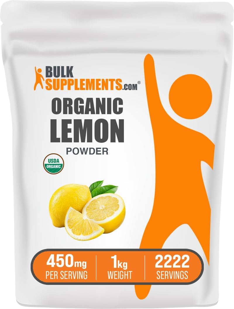 BulkSupplements Organic Lemon Powder sealed resealable stand up pouch back view