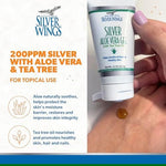 Natural Path Silver Wings USA imported premium colloidal silver aloe gel tube back view