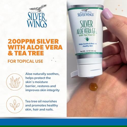 Natural Path Silver Wings USA imported premium colloidal silver aloe gel tube back view