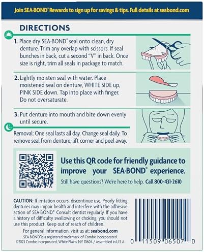 Sea-Bond 30 count zinc free upper denture adhesive wafer box
