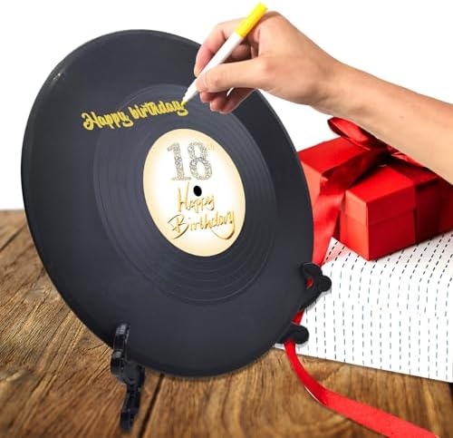 Close up of vinyl record texture for birthday message signing